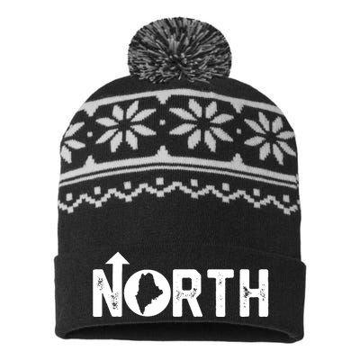 Vintage Up North Maine State Map USA-Made Snowflake Beanie