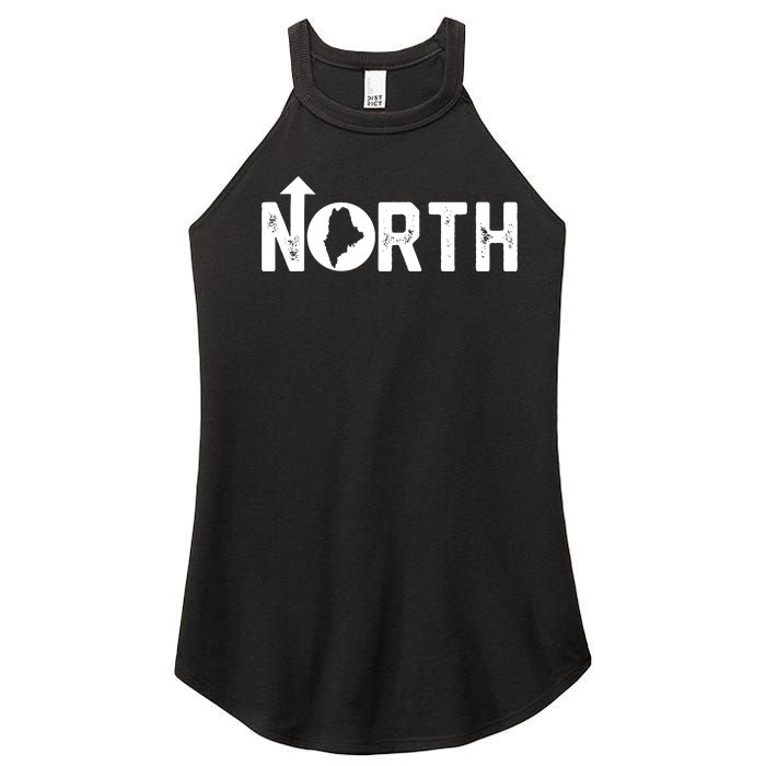 Vintage Up North Maine State Map Women’s Perfect Tri Rocker Tank