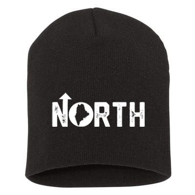 Vintage Up North Maine State Map Short Acrylic Beanie