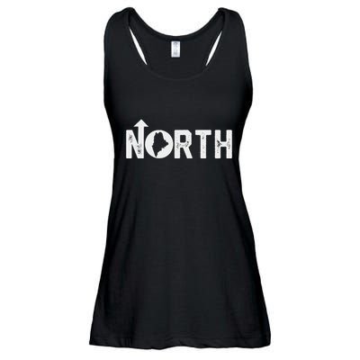 Vintage Up North Maine State Map Ladies Essential Flowy Tank