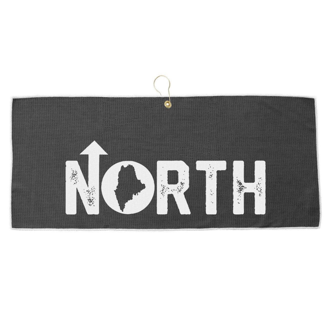 Vintage Up North Maine State Map Large Microfiber Waffle Golf Towel