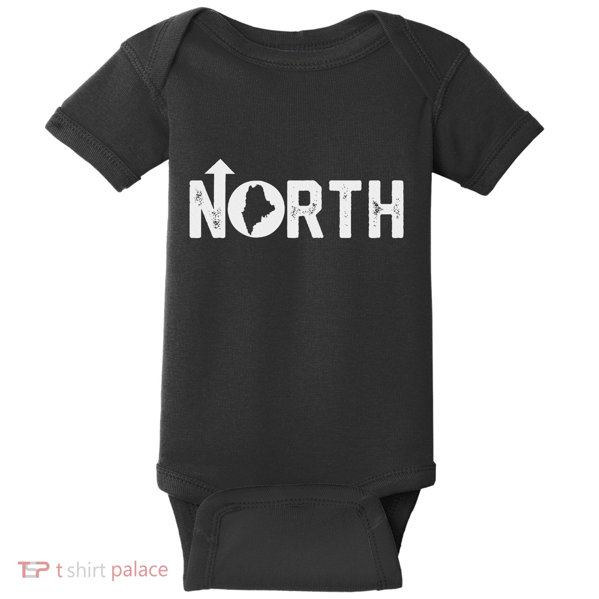Vintage Up North Maine State Map Baby Bodysuit