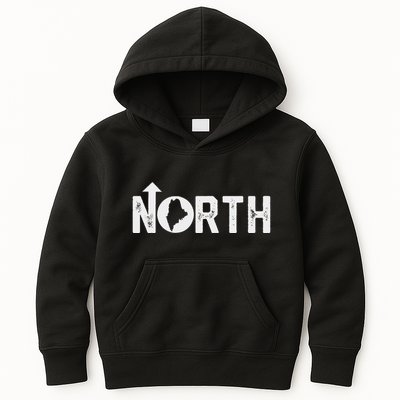 Vintage Up North Maine State Map Kids Hoodie