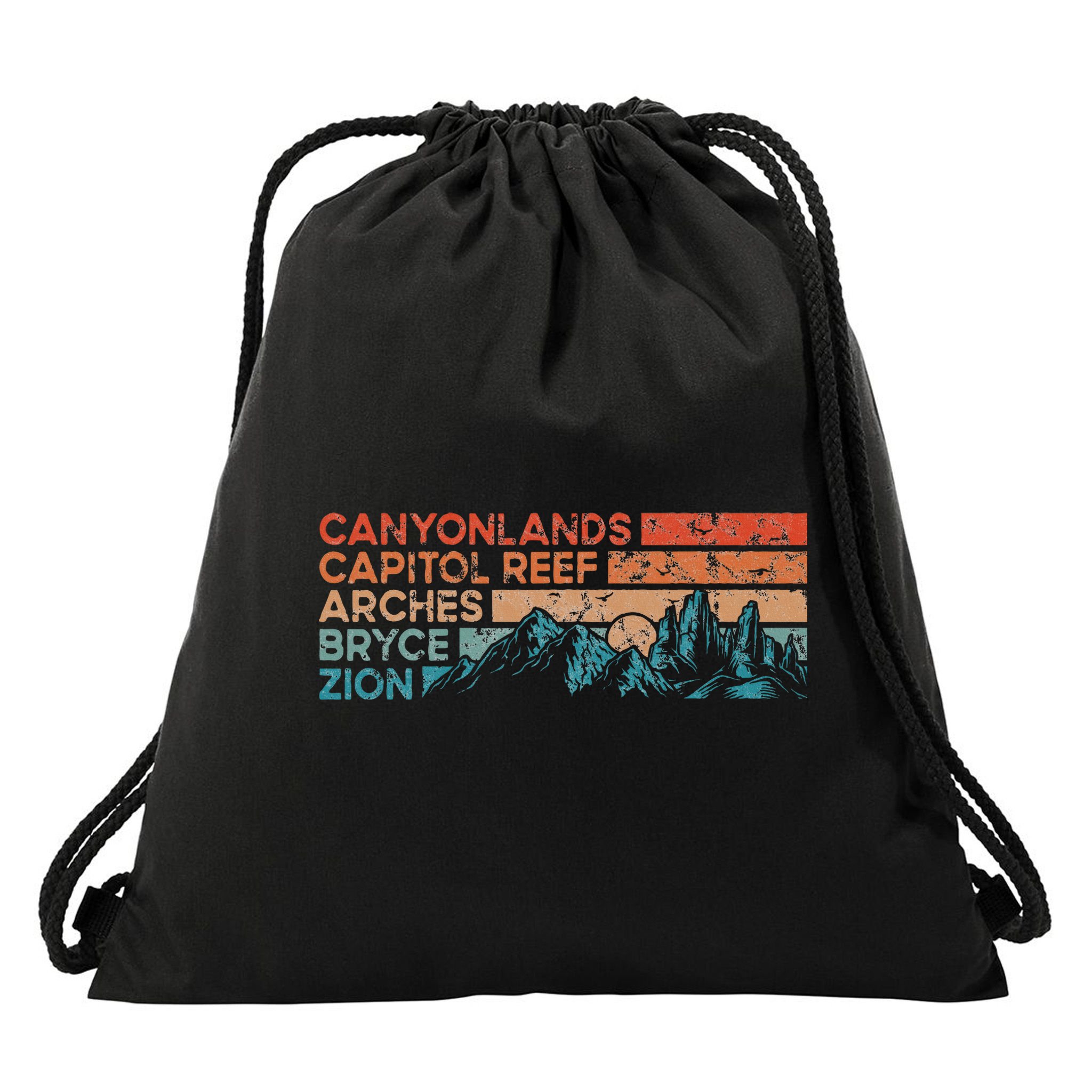Vintage Utah National Parks Moab Utah Mighty Five Souvenir Drawstring Bag