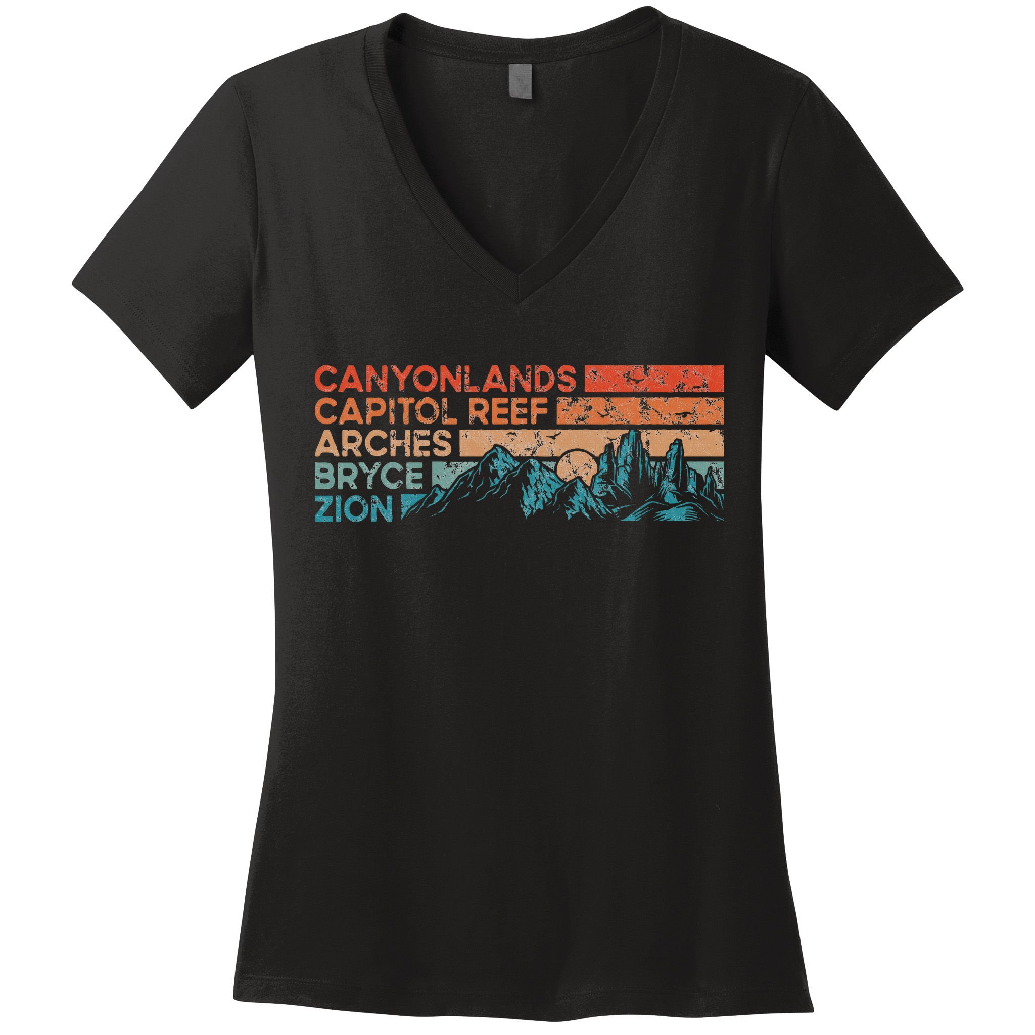 Vintage Utah National Parks Moab Utah Mighty Five Souvenir Women's V-Neck T-Shirt
