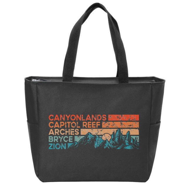Vintage Utah National Parks Moab Utah Mighty Five Souvenir Zip Tote Bag