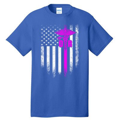 Vintage Usa Or Operating Room Nurse American Flag Patriotic Great Gift Tall T-Shirt