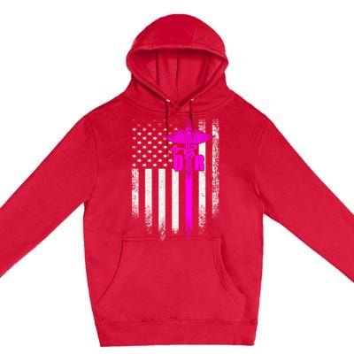 Vintage Usa Or Operating Room Nurse American Flag Patriotic Great Gift Premium Pullover Hoodie