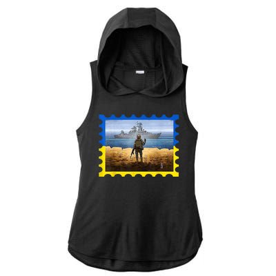 Vintage Ukraine Postal Card War Ladies PosiCharge Tri-Blend Wicking Draft Hoodie Tank