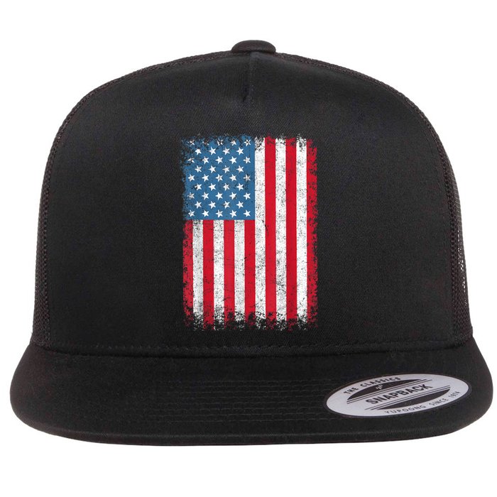 Vintage Usa Patriotic American Flag For Us Flat Bill Trucker Hat