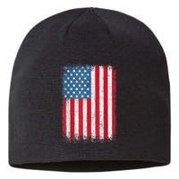 Vintage Usa Patriotic American Flag For Us Sustainable Beanie