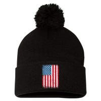 Vintage Usa Patriotic American Flag For Us Pom Pom 12in Knit Beanie