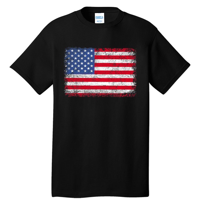 Vintage Usa Patriotic American Flag For Us Tall T-Shirt