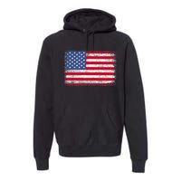 Vintage Usa Patriotic American Flag For Us Premium Hoodie