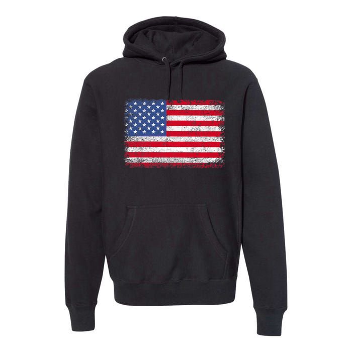 Vintage Usa Patriotic American Flag For Us Premium Hoodie