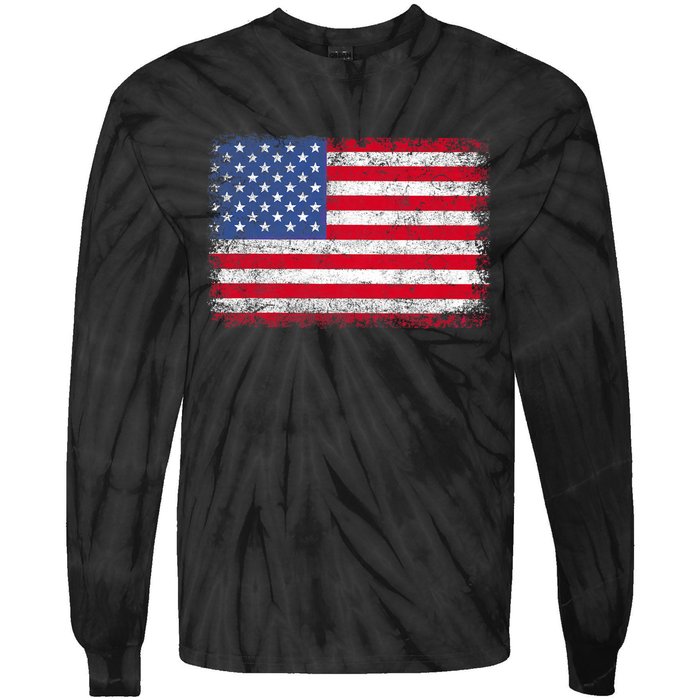 Vintage Usa Patriotic American Flag For Us Tie-Dye Long Sleeve Shirt