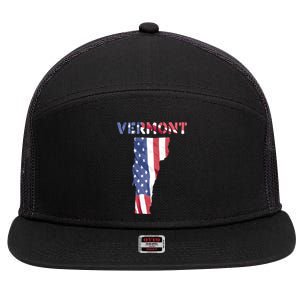 Vermont Usa Proud United States America Patriot Flag Vt Us Gift 7 Panel Mesh Trucker Snapback Hat