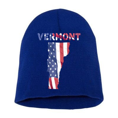 Vermont Usa Proud United States America Patriot Flag Vt Us Gift Short Acrylic Beanie