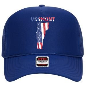 Vermont Usa Proud United States America Patriot Flag Vt Us Gift High Crown Mesh Back Trucker Hat