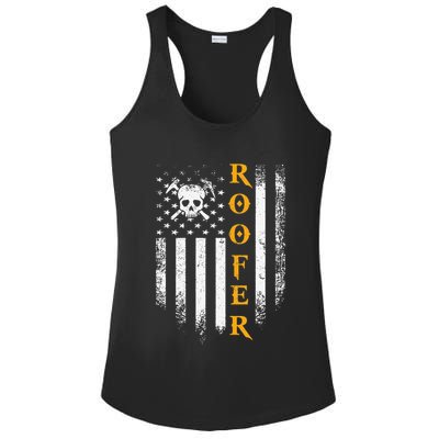 Vintage USA Roofer American Flag Patriotic Funny Cool Gift Ladies PosiCharge Competitor Racerback Tank
