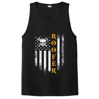 Vintage USA Roofer American Flag Patriotic Funny Cool Gift PosiCharge Competitor Tank