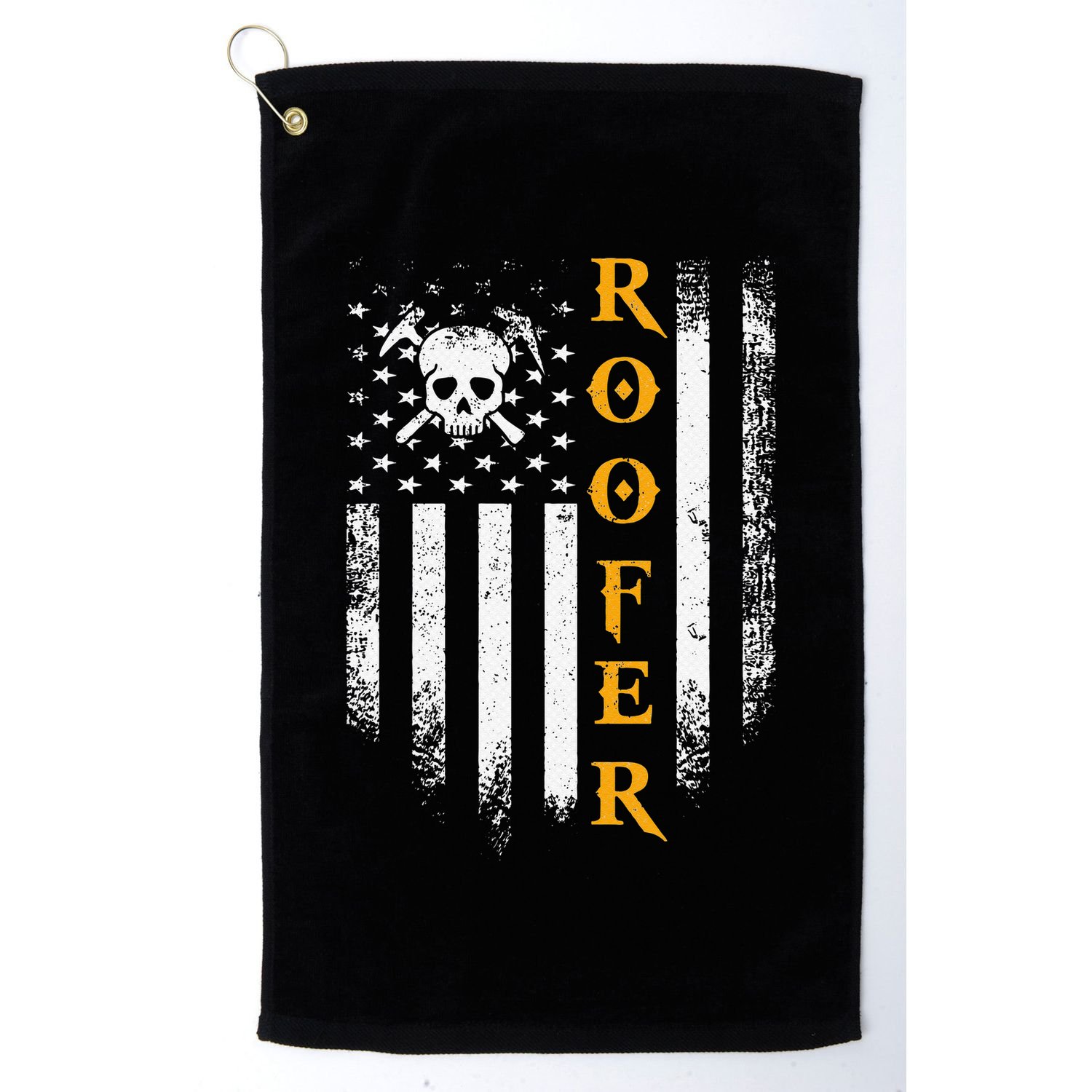 Vintage USA Roofer American Flag Patriotic Funny Cool Gift Golf Towel