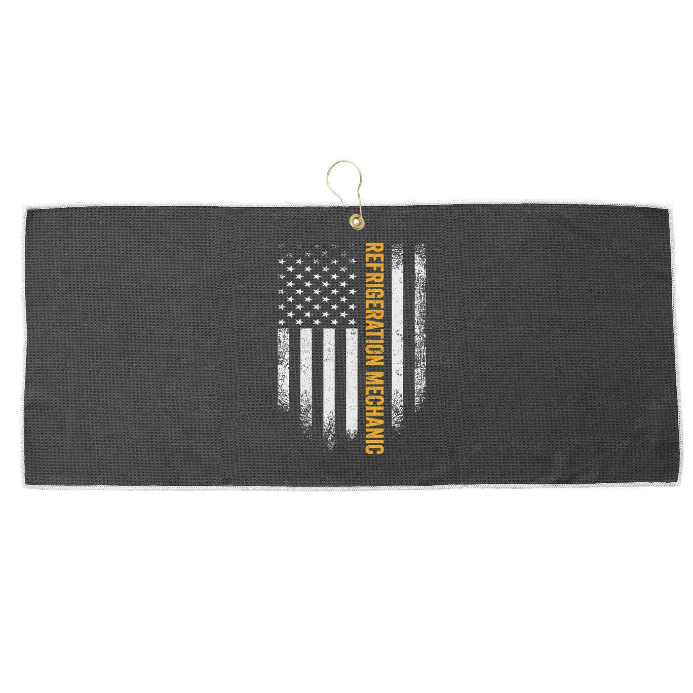 Vintage Usa Refrigeration Mechanic Distressed American Flag Large Microfiber Waffle Golf Towel