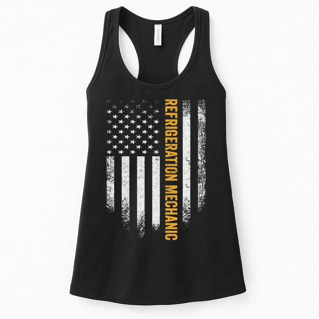 Vintage Usa Refrigeration Mechanic Distressed American Flag Womens Tank Top