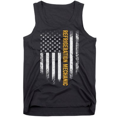 Vintage Usa Refrigeration Mechanic Distressed American Flag Tank Top