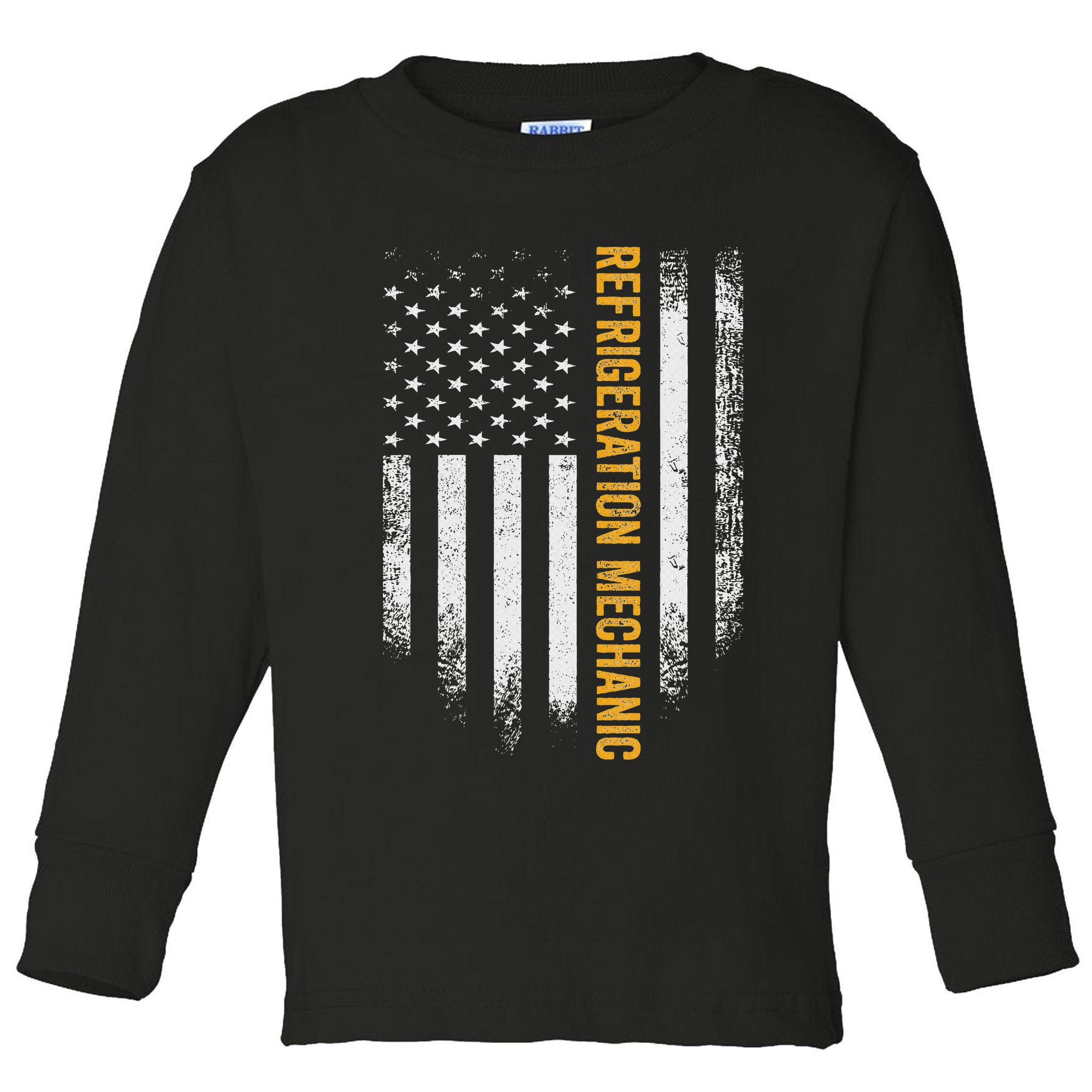 Vintage Usa Refrigeration Mechanic Distressed American Flag Toddler Long Sleeve Shirt