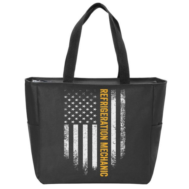 Vintage Usa Refrigeration Mechanic Distressed American Flag Zip Tote Bag