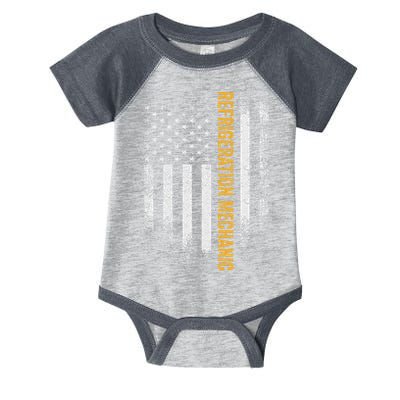 Vintage Usa Refrigeration Mechanic Distressed American Flag Infant Baby Jersey Bodysuit