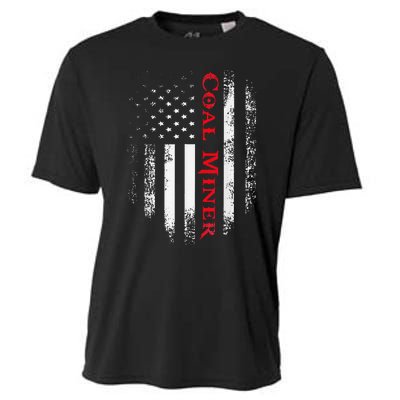 Vintage Usa Red White Coal Miner American Flag Gift Cooling Performance Crew T-Shirt