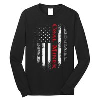 Vintage Usa Red White Coal Miner American Flag Gift Long Sleeve Shirt