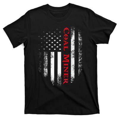 Vintage Usa Red White Coal Miner American Flag Gift T-Shirt