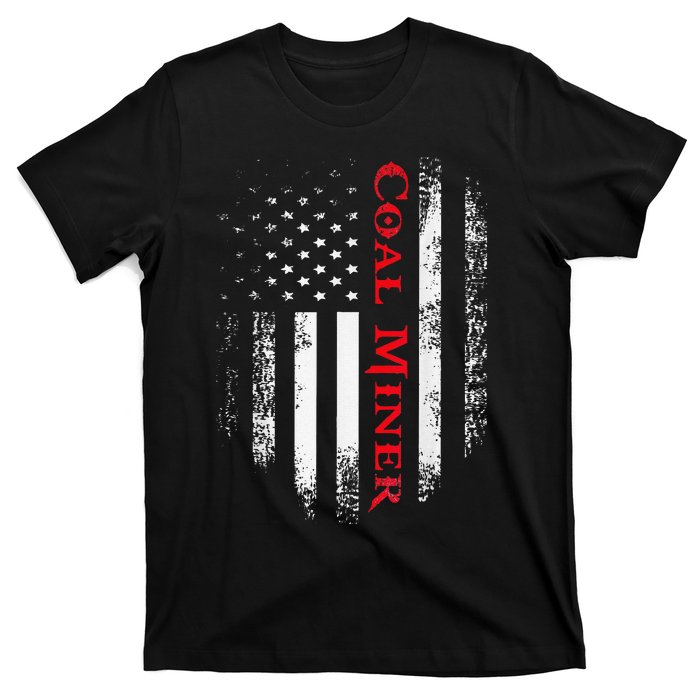 Vintage Usa Red White Coal Miner American Flag Gift T-Shirt