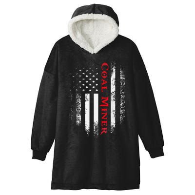 Vintage Usa Red White Coal Miner American Flag Gift Hooded Wearable Blanket