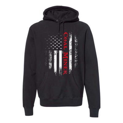 Vintage Usa Red White Coal Miner American Flag Gift Premium Hoodie