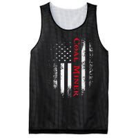 Vintage Usa Red White Coal Miner American Flag Gift Mesh Reversible Basketball Jersey Tank