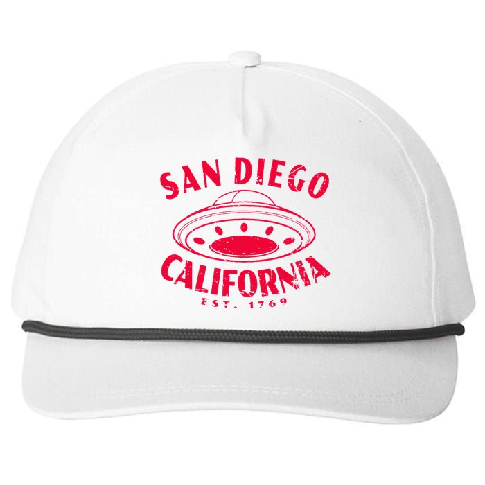 Vintage UFO Road Trip San Diego California Souvenir Snapback Five-Panel Rope Hat