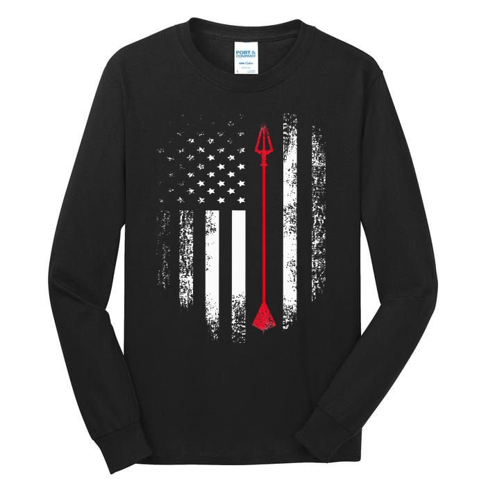 Vintage Usa Red White Archery Arrow American Flag Tall Long Sleeve T-Shirt