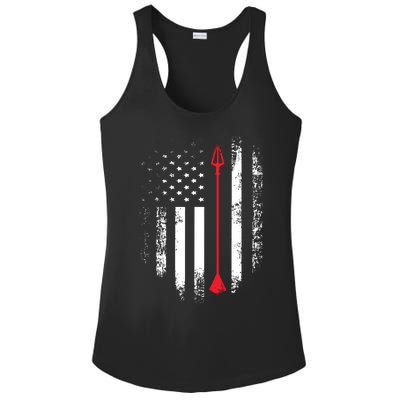 Vintage USA Red White Archery Arrow American Flag Ladies PosiCharge Competitor Racerback Tank