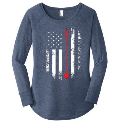 Vintage USA Red White Archery Arrow American Flag Women's Perfect Tri Tunic Long Sleeve Shirt