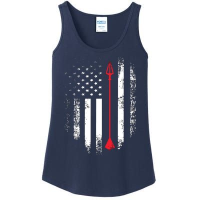 Vintage USA Red White Archery Arrow American Flag Ladies Essential Tank