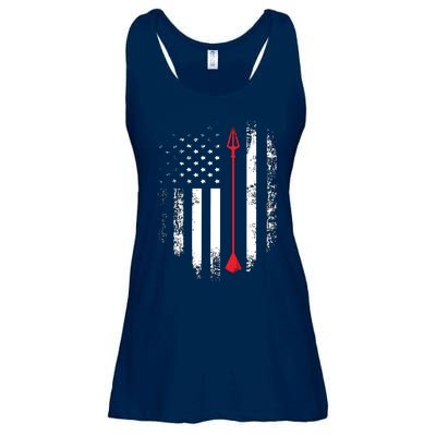 Vintage USA Red White Archery Arrow American Flag Ladies Essential Flowy Tank