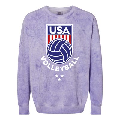 Volleyball USA Support The Team Shirt USA Flag Beach TShirt Colorblast Crewneck Sweatshirt