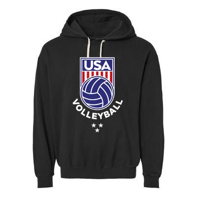 Volleyball USA Support The Team Shirt USA Flag Beach TShirt Garment-Dyed Fleece Hoodie