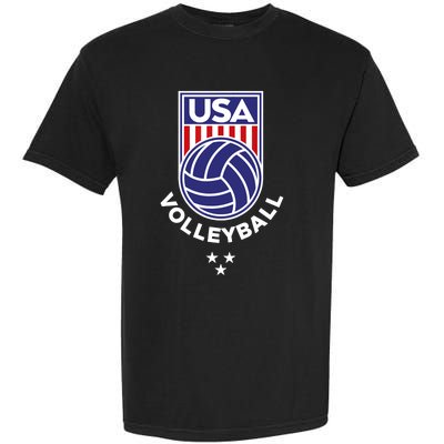 Volleyball USA Support The Team Shirt USA Flag Beach TShirt Garment-Dyed Heavyweight T-Shirt