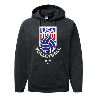 Volleyball USA Support The Team Shirt USA Flag Beach TShirt Performance Fleece Hoodie