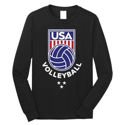 Volleyball USA Support The Team Shirt USA Flag Beach TShirt Long Sleeve Shirt